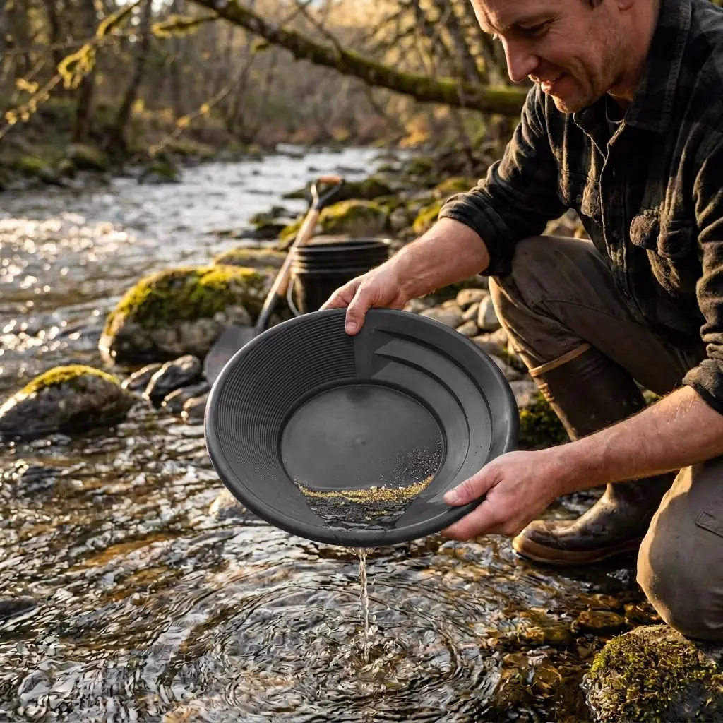 Sluice Fox Gold Panning Kit with 12" Pocket Sluice & 2 Gold Pans - Black | Prospecting Equipment for Gold - view 6