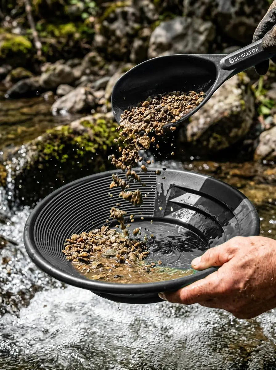 Sluice Fox Gold Panning Kit with 12" Pocket Sluice & 2 Gold Pans - Black | Prospecting Equipment for Gold - view 3