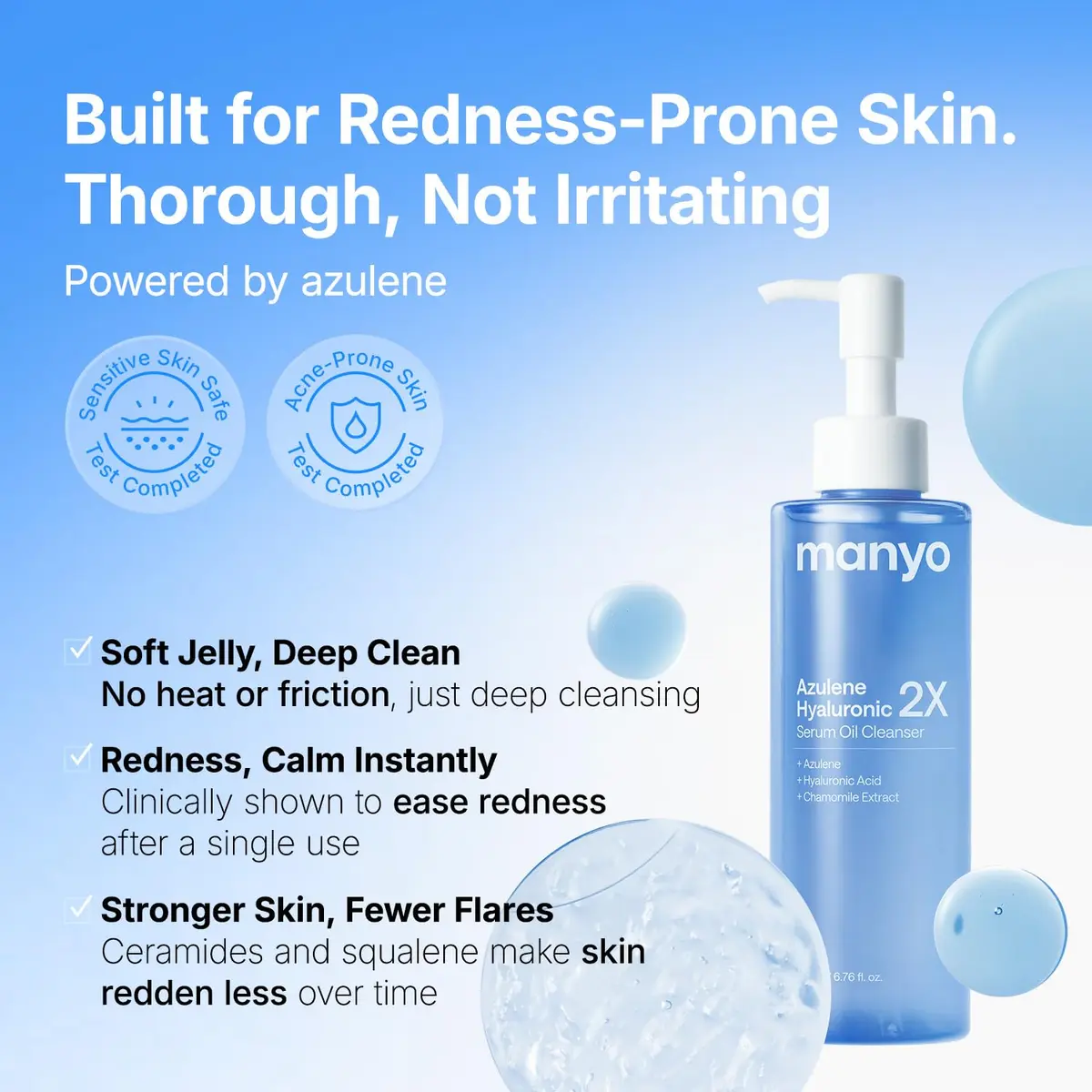 MANYO Azulene Hyaluronic 2X Serum Oil Cleanser 200ml (6.76 fl oz) | Calms Skin, Deep Cleans Pores - view 2