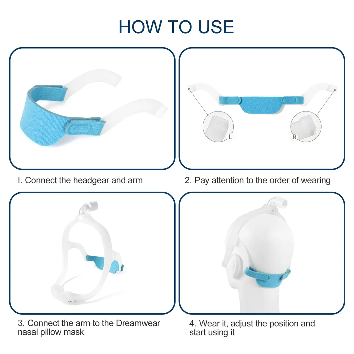 Hecatelly 2 Pack Replacement Headgear Strap for DreamWear Nasal Pillow Mask | Breathable & Adjustable (70-120 chars) - view 4