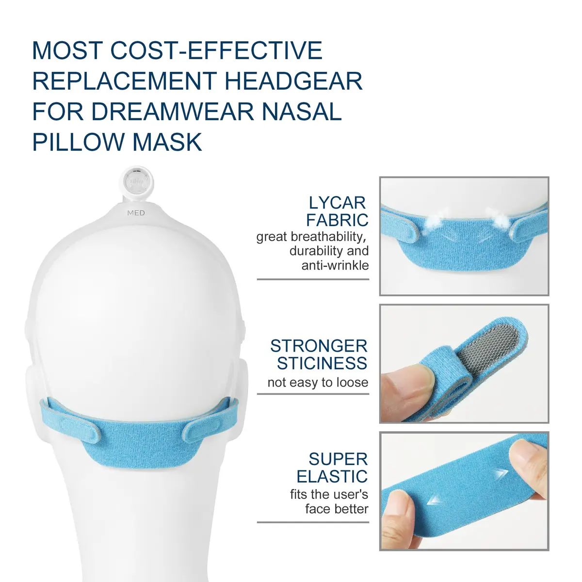 Hecatelly 2 Pack Replacement Headgear Strap for DreamWear Nasal Pillow Mask | Breathable & Adjustable (70-120 chars) - view 3