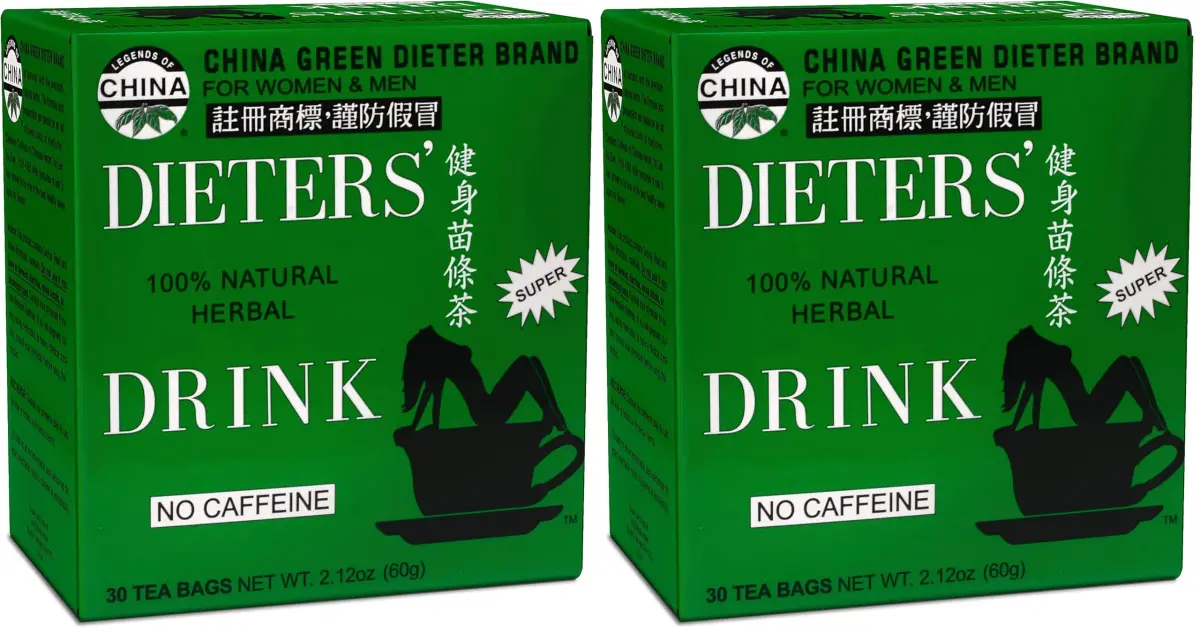 Uncle Lee's Tea China Green Dieters Tea 60 Bags (Pack of 2) | Caffeine Free Herbal Supplement - main product image