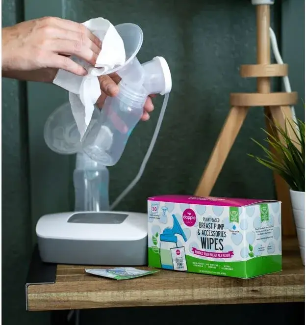Dapple Baby Breast Pump Wipes Singles 60 Count (2x30) | Hypoallergenic & Plant-Powered for On-the-Go Cleaning - view 3