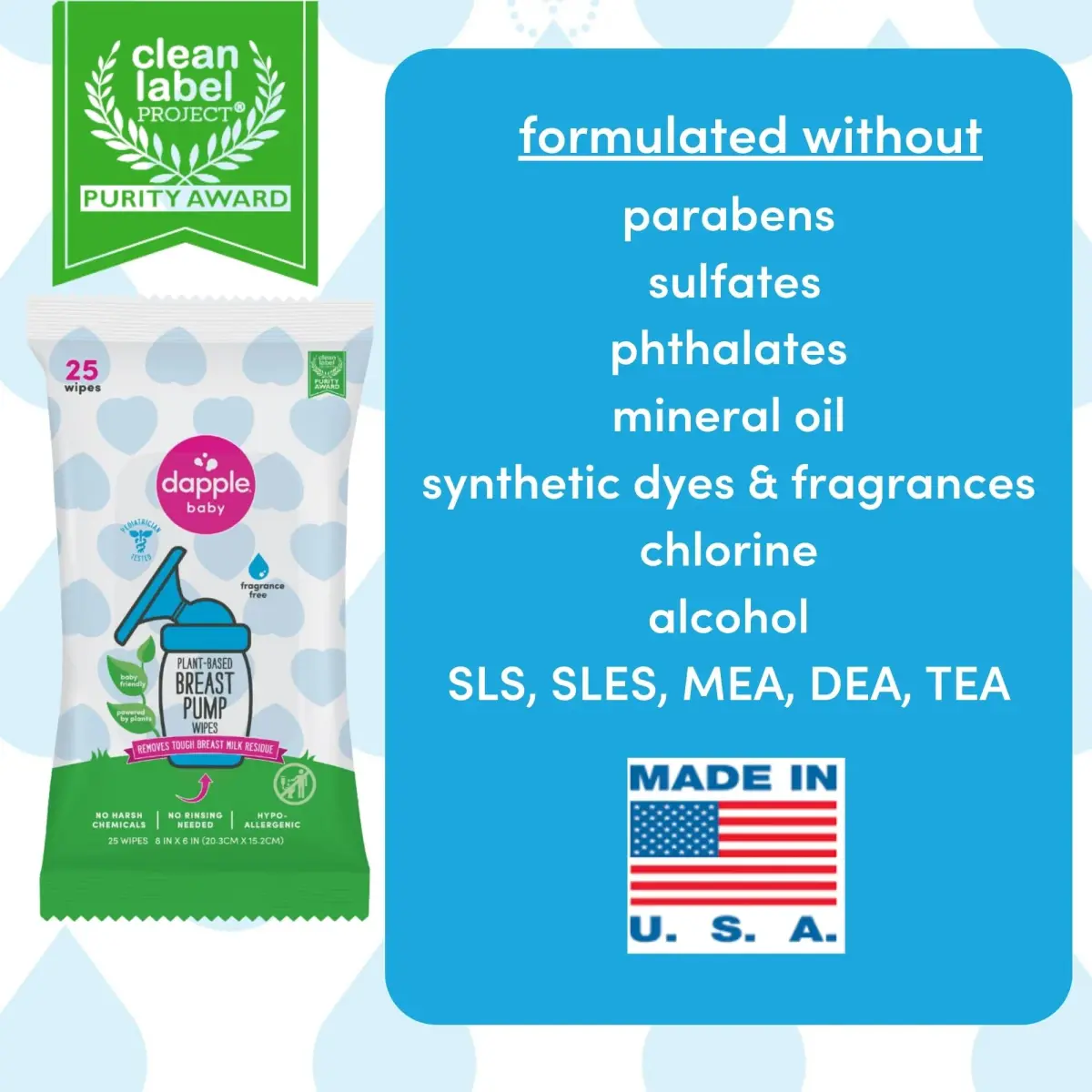 Dapple Baby Breast Pump Wipes - 300 Count (12 Packs of 25) | Plant-Powered & Hypoallergenic for Milk Residue Removal - view 4