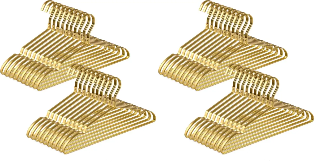 Amber Home 40 Pack Premium Matte Gold Aluminum Coat Hangers, 41.9cm (16.5") | Organize Your Wardrobe - main product image