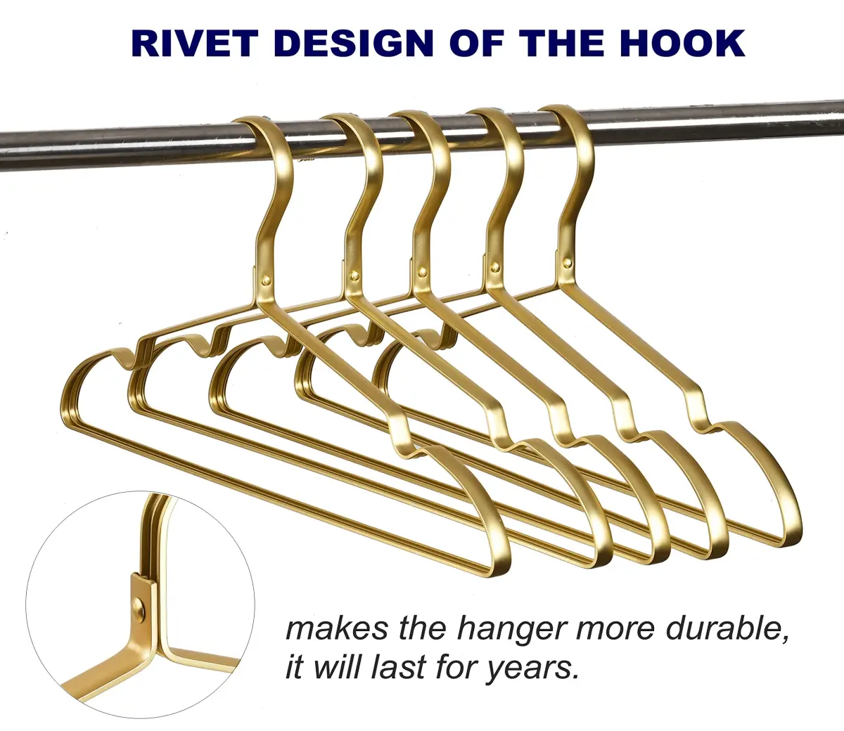 Amber Home 40 Pack Premium Matte Gold Aluminum Coat Hangers, 41.9cm (16.5") | Organize Your Wardrobe - view 7
