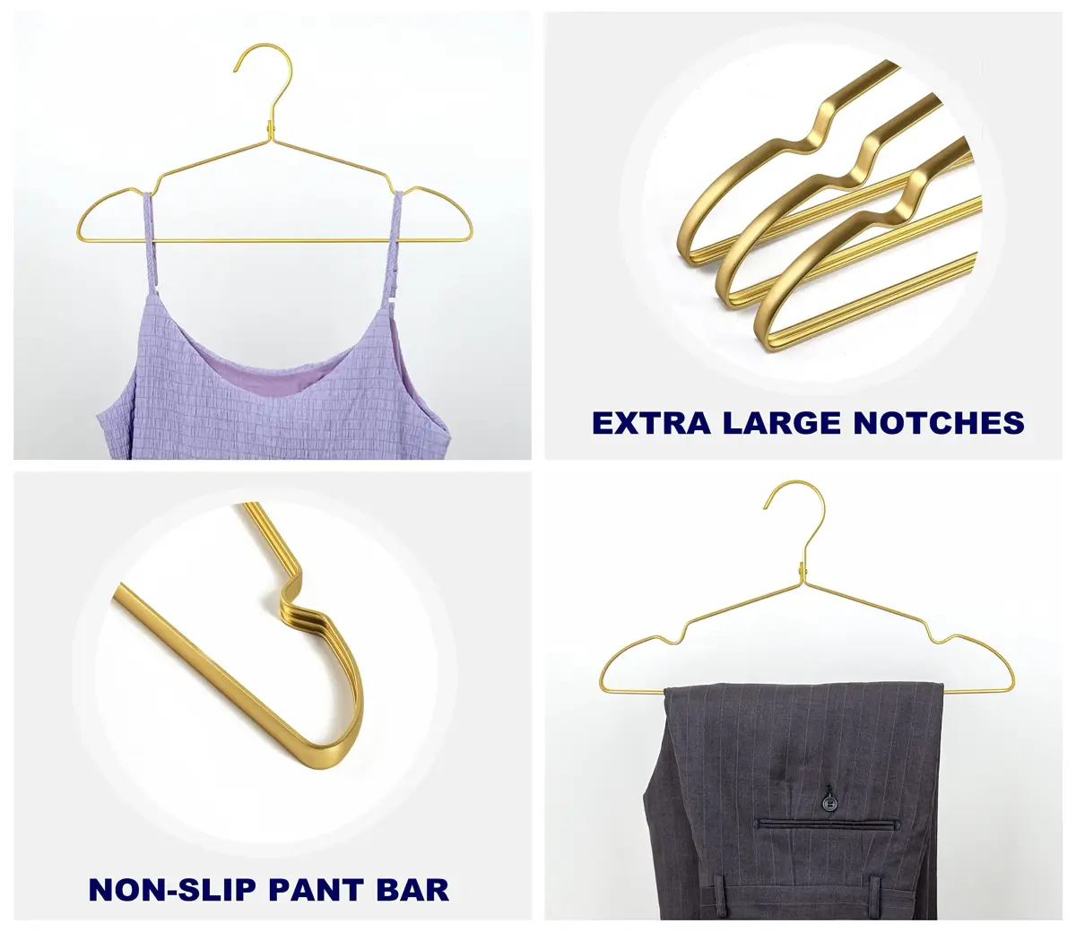 Amber Home 40 Pack Premium Matte Gold Aluminum Coat Hangers, 41.9cm (16.5") | Organize Your Wardrobe - view 3