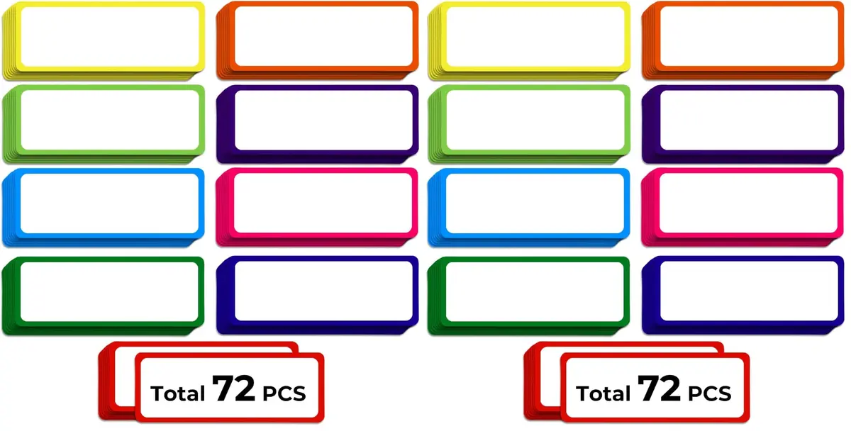 Utron Magnetic Dry Erase Labels 3.2"x1.2" (72PCS, 9 Colors) | Reusable Name Plates for Whiteboards & Lockers - main product image