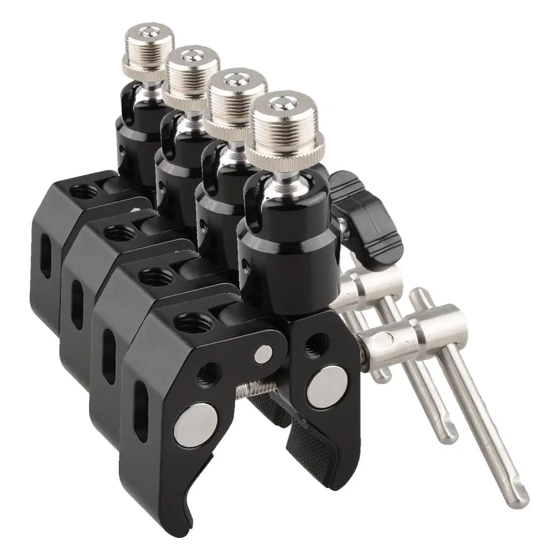 CAMVATE Mini Crab Clamp Articulated 1/4 Pack of 4 | Microphone Mounting Clamp with 360° Ball Head - main product image