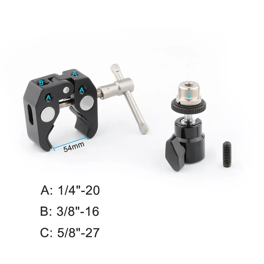 CAMVATE Mini Crab Clamp Articulated 1/4 Pack of 4 | Microphone Mounting Clamp with 360° Ball Head - view 2