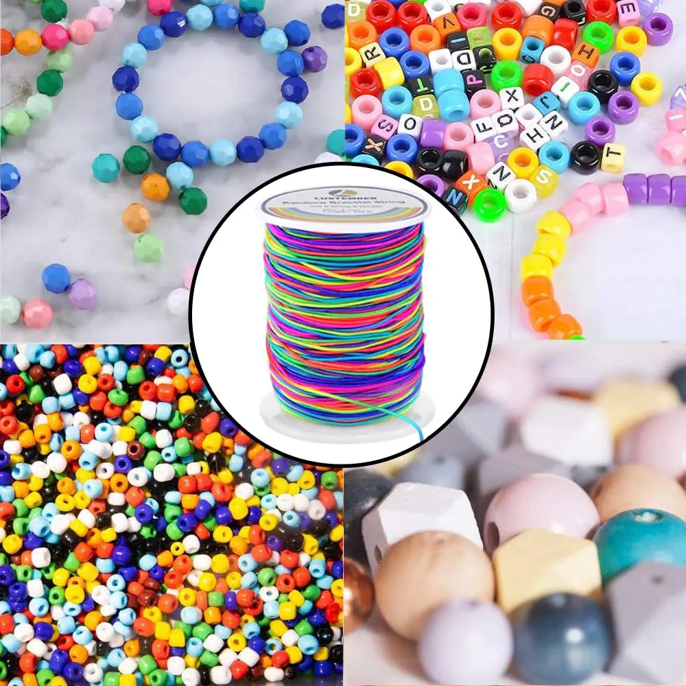 LUSTEMBER 1mm Rainbow Elastic Beading Cord 330 Feet (990 Feet Total) | Sturdy & Durable for Jewelry Making - view 4