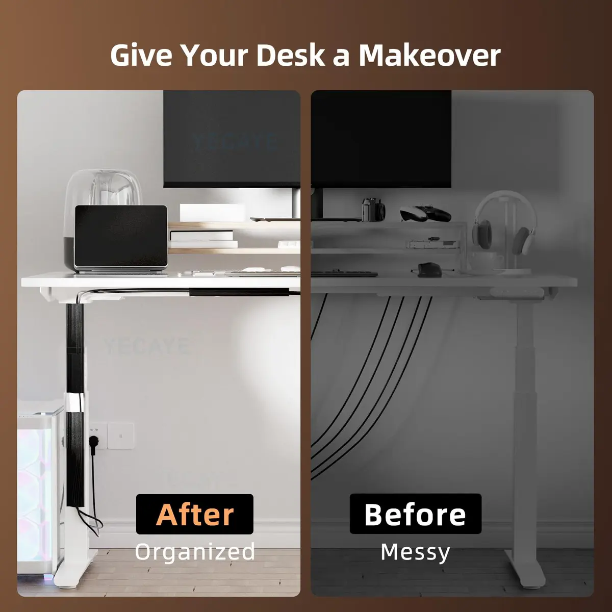 Yecaye 12 Pack Cable Management | No-Drill Adhesive Cord Organizer for Desk & Home Office, Black - view 6