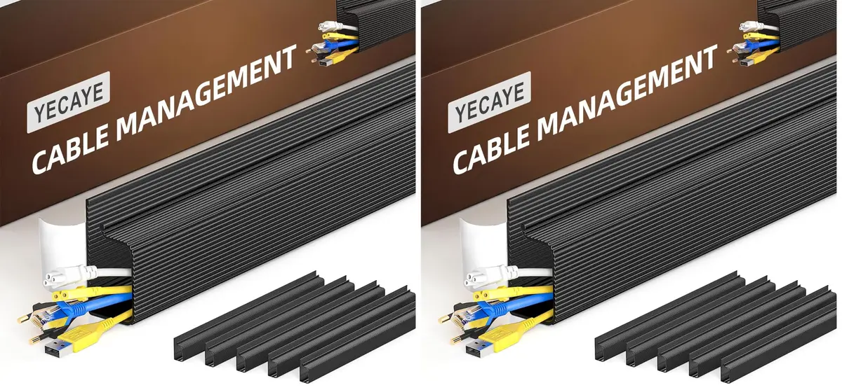 Yecaye 12 Pack Cable Management | No-Drill Adhesive Cord Organizer for Desk & Home Office, Black - main product image