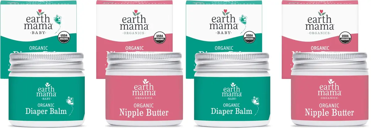 Earth Mama Nipple Butter & Diaper Balm Bundle | Organic Nipple Cream & Skin Salve for Breastfeeding & Postpartum | 8 fl oz (237ml) | Certified Organic by Oregon Tilth - main product image