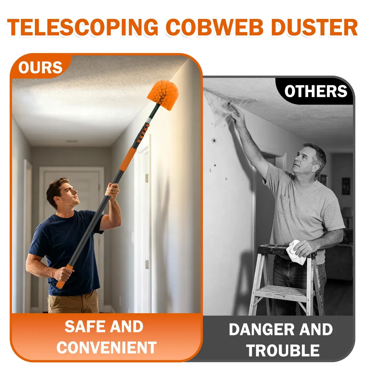 Buyplus Telescoping Cobweb Duster 24FT Extension Pole | Reaches Up To 30+ Feet - view 4