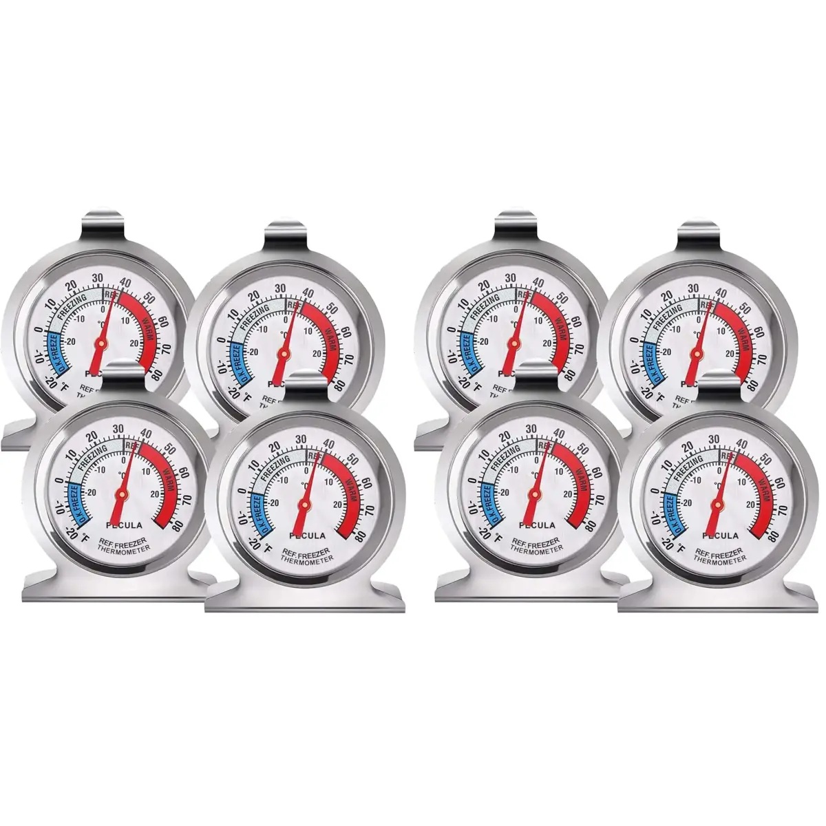 PECULA Classic Refrigerator Thermometer -30-30°C (-20-80°F) | Large Dial with Red Indicator - main product image