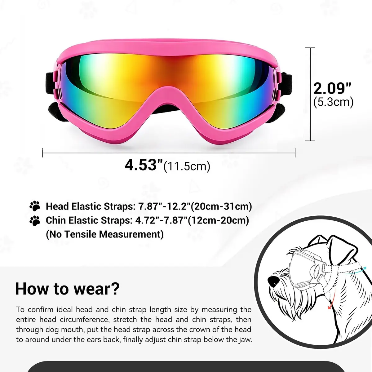 NAMSAN Dog Sunglasses for Medium Dogs, Anti-UV Dog Goggles Small Medium Breeds, Windproof Driving Dog Eye Protection, Pink (5 inches L x 2.5 inches W) - view 5