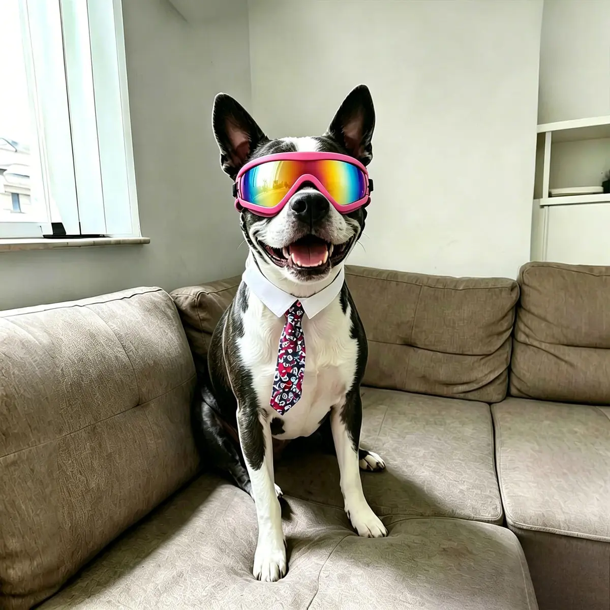 NAMSAN Dog Sunglasses for Medium Dogs, Anti-UV Dog Goggles Small Medium Breeds, Windproof Driving Dog Eye Protection, Pink (5 inches L x 2.5 inches W) - view 8
