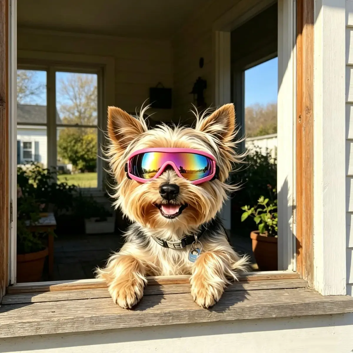 Enjoying Tactical Pink Small Breed Dog Goggles with UV Protection, Windproof & Adjustable Straps - view 2