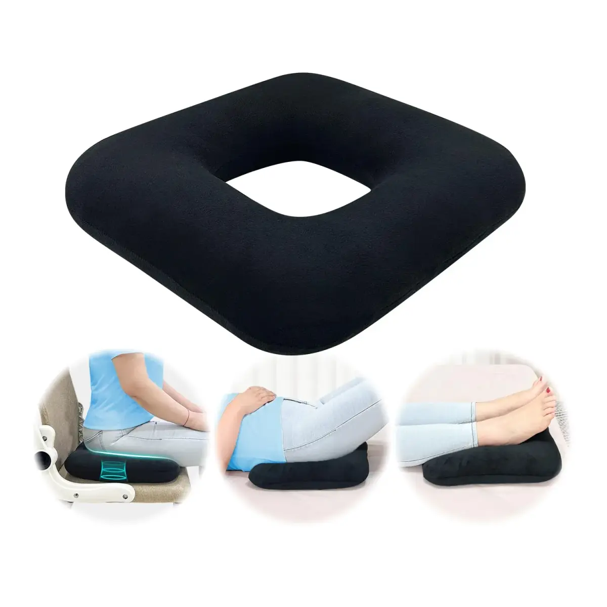 AOSSA Bed Sore Cushion for Butt Positioning Pillow, Pressure Ulcer Relief, 3-inch Thick Orthopedic Seat Wedge | 38cm x 36cm (15" x 14") - main product image