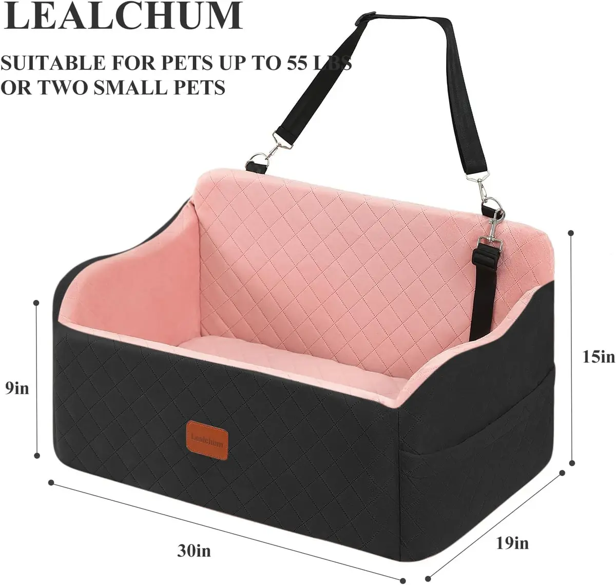 Lealchum Dog Car Seat for Medium/Large Dogs | Washable, Removable & Safe (Large) - view 2