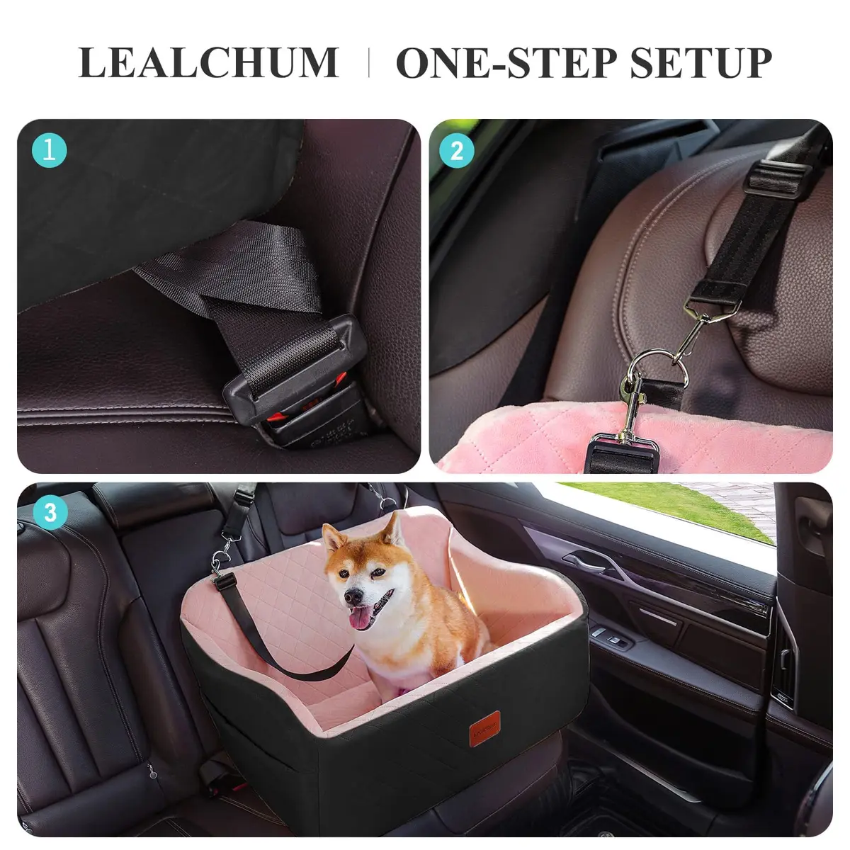 Lealchum Dog Car Seat for Medium/Large Dogs | Washable, Removable & Safe (Large) - view 3