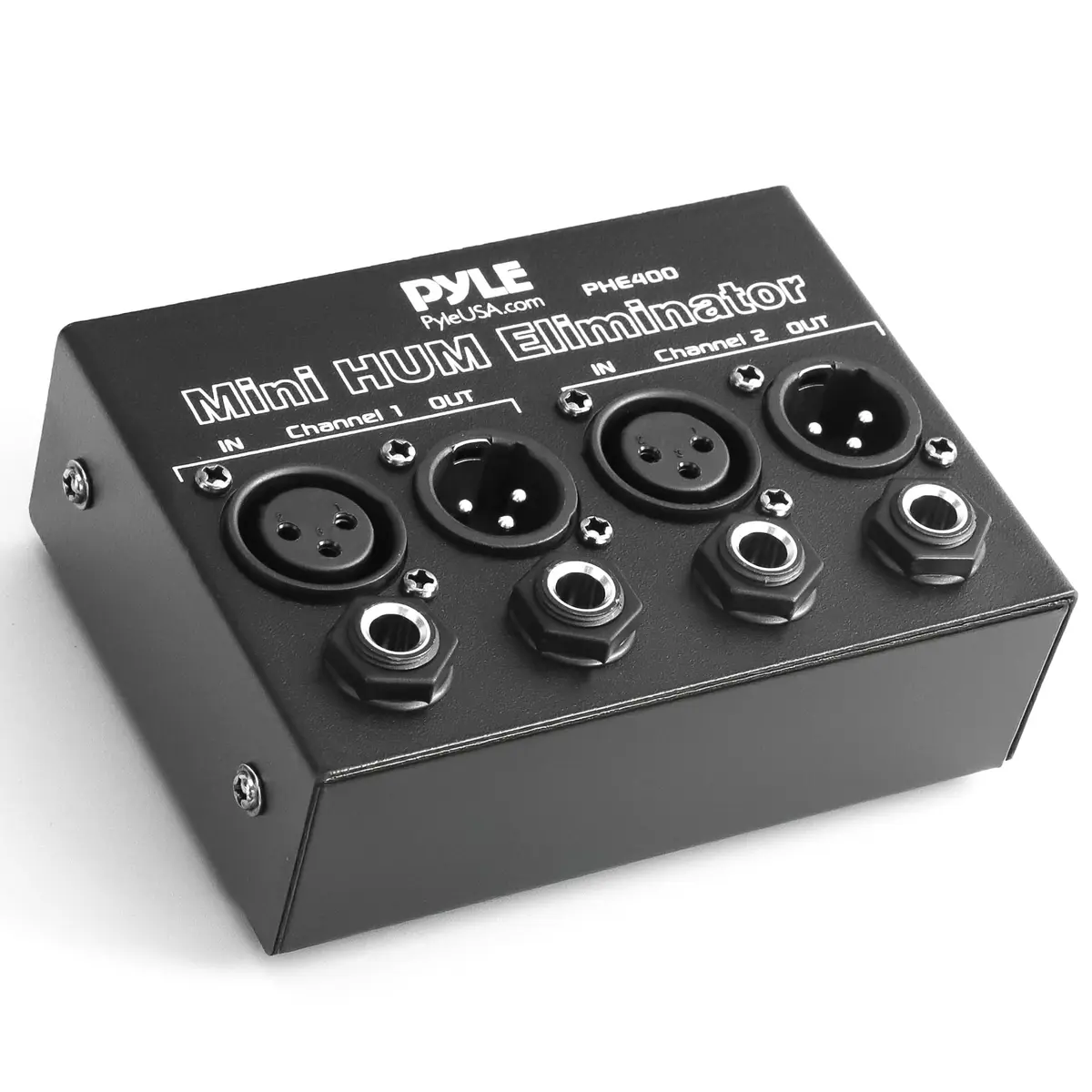 Pyle PHE400 Compact Mini Hum Eliminator Box 2-Channel | Reduces Ground Loop Hum - main product image