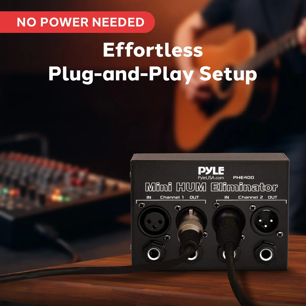 Pyle PHE400 Compact Mini Hum Eliminator Box 2-Channel | Reduces Ground Loop Hum - view 5