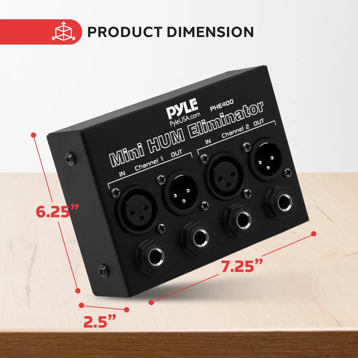 Pyle PHE400 Compact Mini Hum Eliminator Box 2-Channel | Reduces Ground Loop Hum - view 7