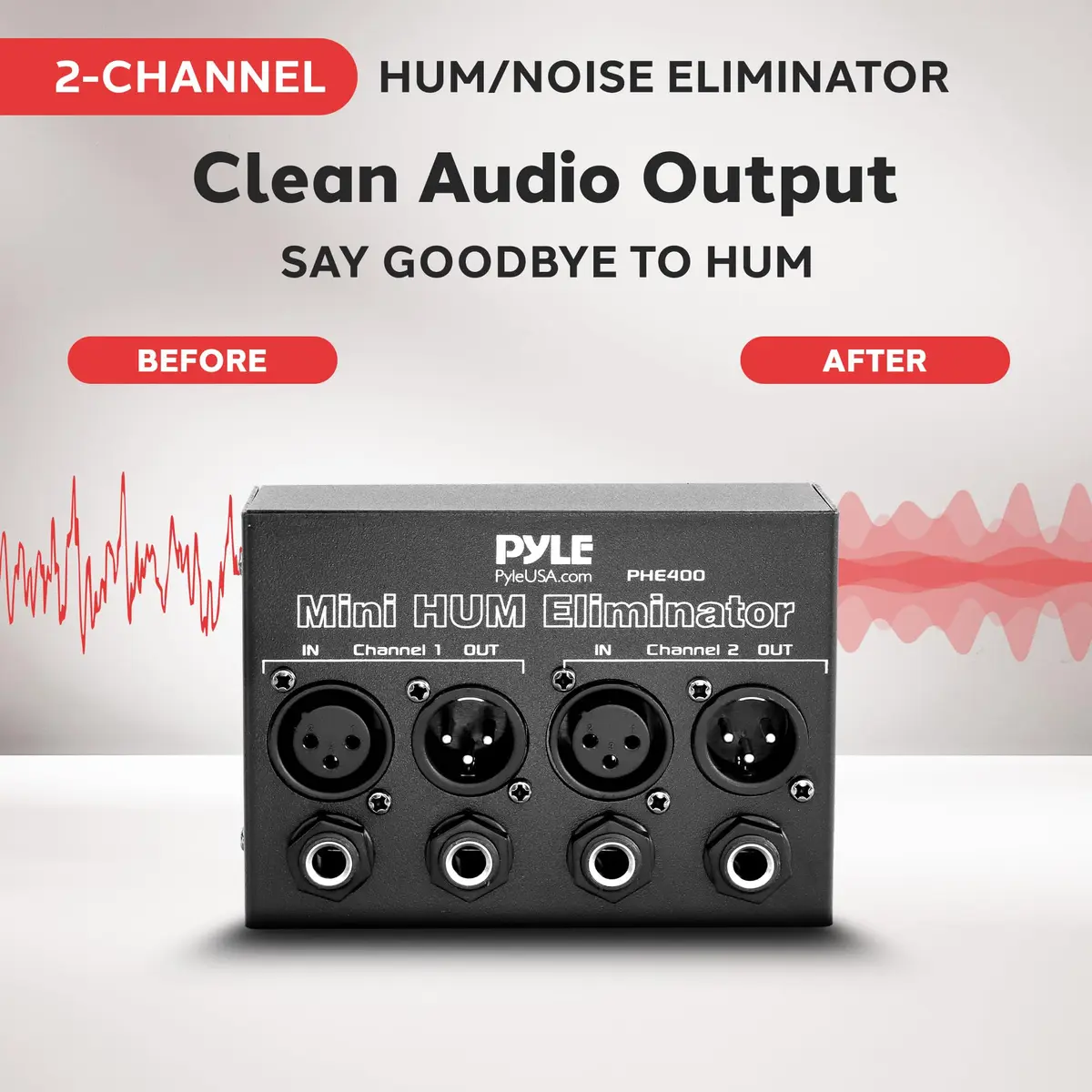 Pyle PHE400 Compact Mini Hum Eliminator Box 2-Channel | Reduces Ground Loop Hum - view 2