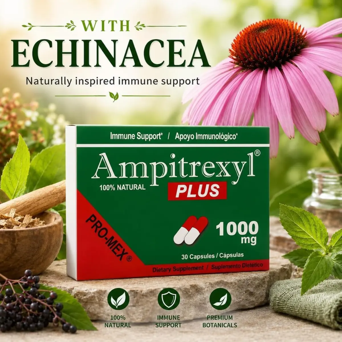 Ampitrexyl Plus Antioxidant Capsules 1000 mg | Immune Support & Wellness (70-120 chars) - view 2