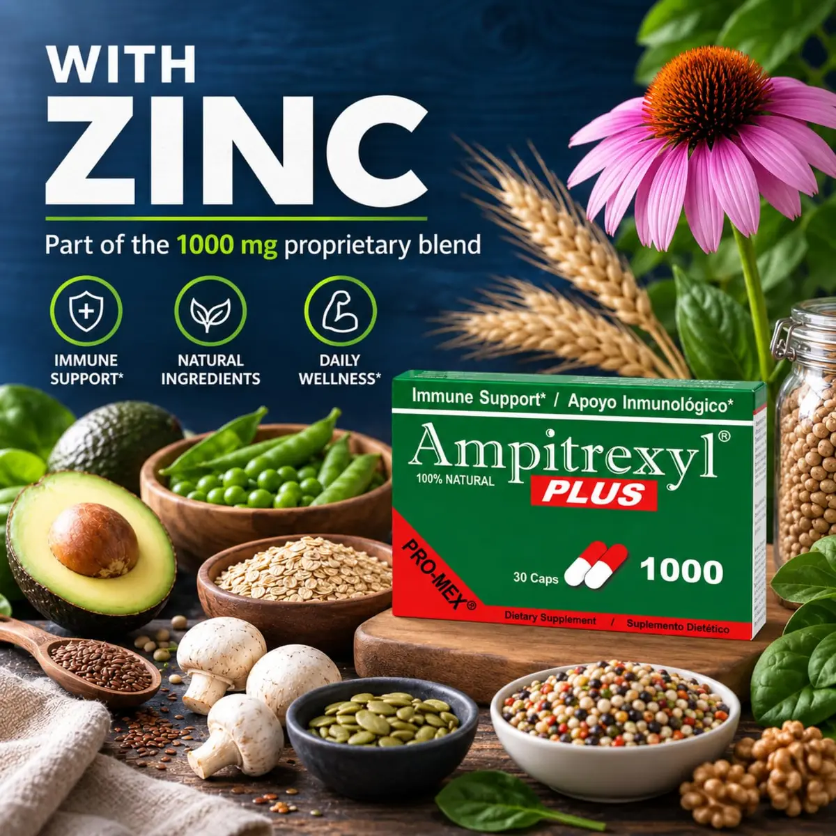 Ampitrexyl Plus Antioxidant Capsules 1000 mg | Immune Support & Wellness (70-120 chars) - view 4