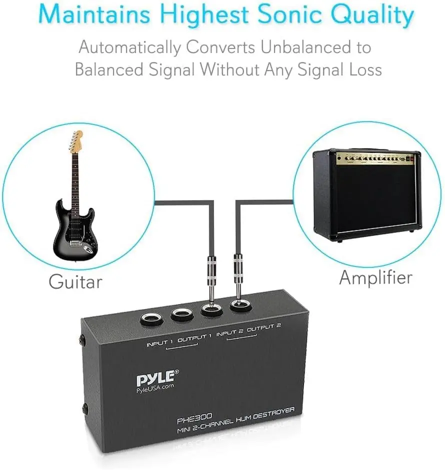 Pyle 2 Channel Passive Audio Interface with 1/4 Inch TRS Ports | USB Audio Interface for Recording Guitar - view 10
