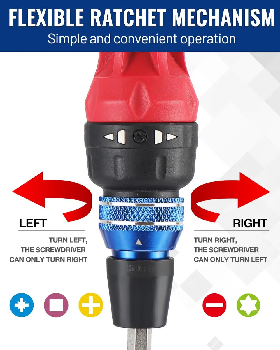 WORKPRO 12-in-1 Ratcheting Multi-Bit Screwdriver Set | Quick-Load Mechanism, Ergonomic Handle, Pack of 2 - view 2