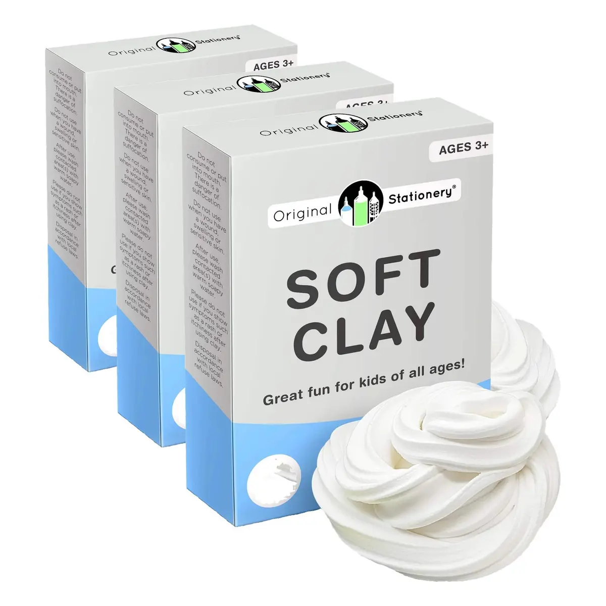 Original Stationery Soft Clay for Slime 230g (8.1 oz) | White Air-Dry Foam Clay for Butter Slime & Crafts (Pack of 3) - main product image