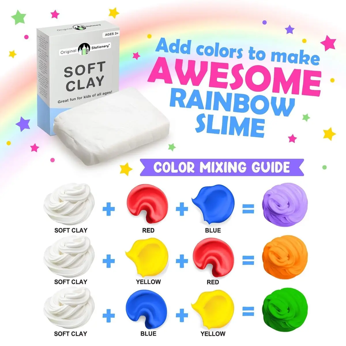Original Stationery Soft Clay for Slime 230g (8.1 oz) | White Air-Dry Foam Clay for Butter Slime & Crafts (Pack of 3) - view 5