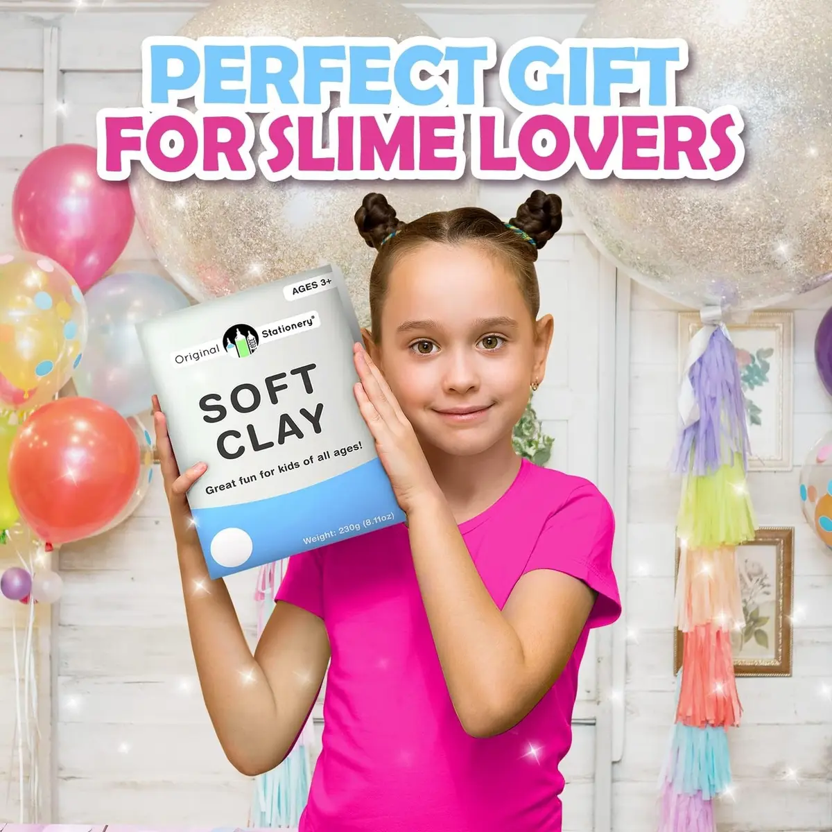 Original Stationery Soft Clay for Slime 230g (8.1 oz) | White Air-Dry Foam Clay for Butter Slime & Crafts (Pack of 3) - view 6