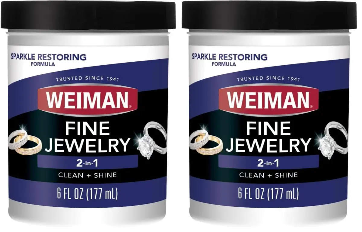 Weiman Fine Jewelry Cleaner Liquid with Cleaning Brush – Restores Shine to Gold, Platinum, Gemstones & Diamonds – 12 Fl Oz (Pack of 2) - main product image