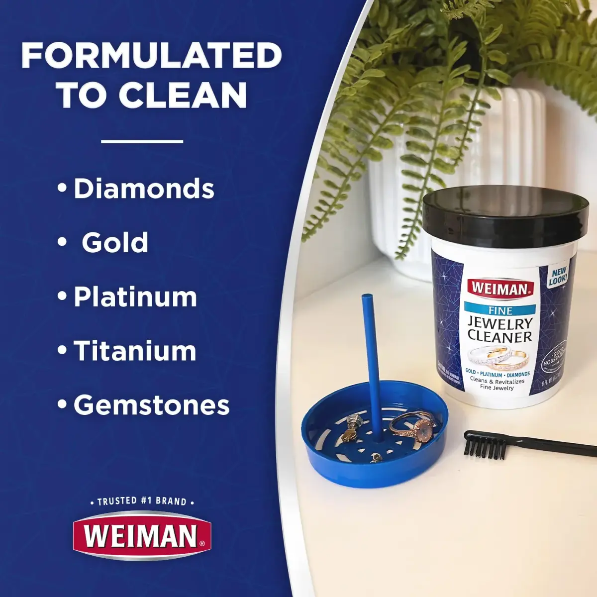 Weiman Fine Jewelry Cleaner Liquid with Cleaning Brush – Restores Shine to Gold, Platinum, Gemstones & Diamonds – 12 Fl Oz (Pack of 2) - view 6