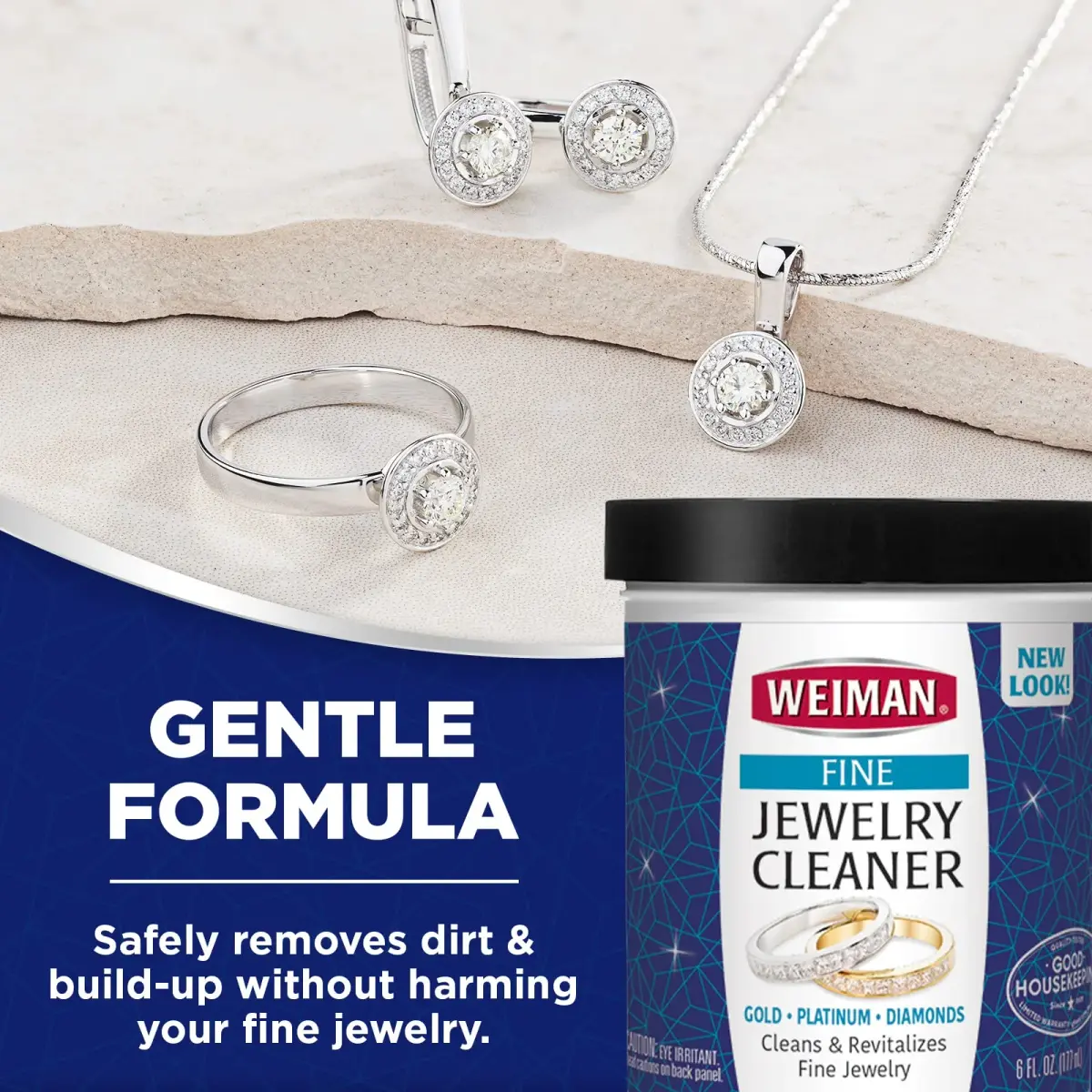 Weiman Fine Jewelry Cleaner Liquid with Cleaning Brush – Restores Shine to Gold, Platinum, Gemstones & Diamonds – 12 Fl Oz (Pack of 2) - view 5