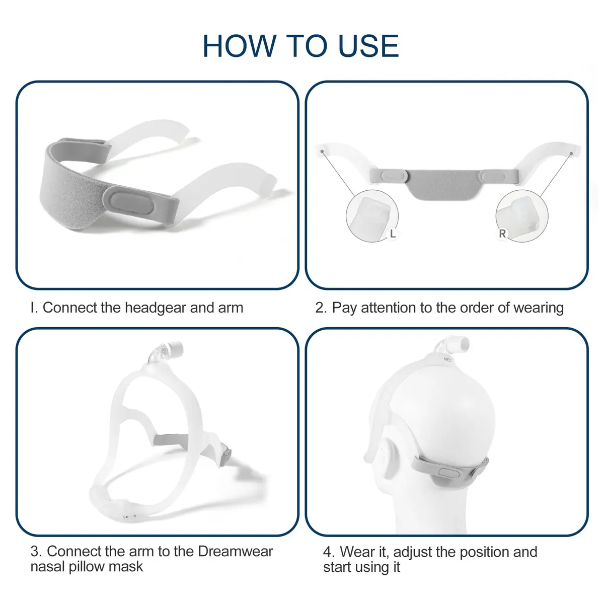 Hecatelly 2 Pack Replacement Headgear Strap for DreamWear Nasal Pillow Mask | Breathable & Adjustable Headband - view 4