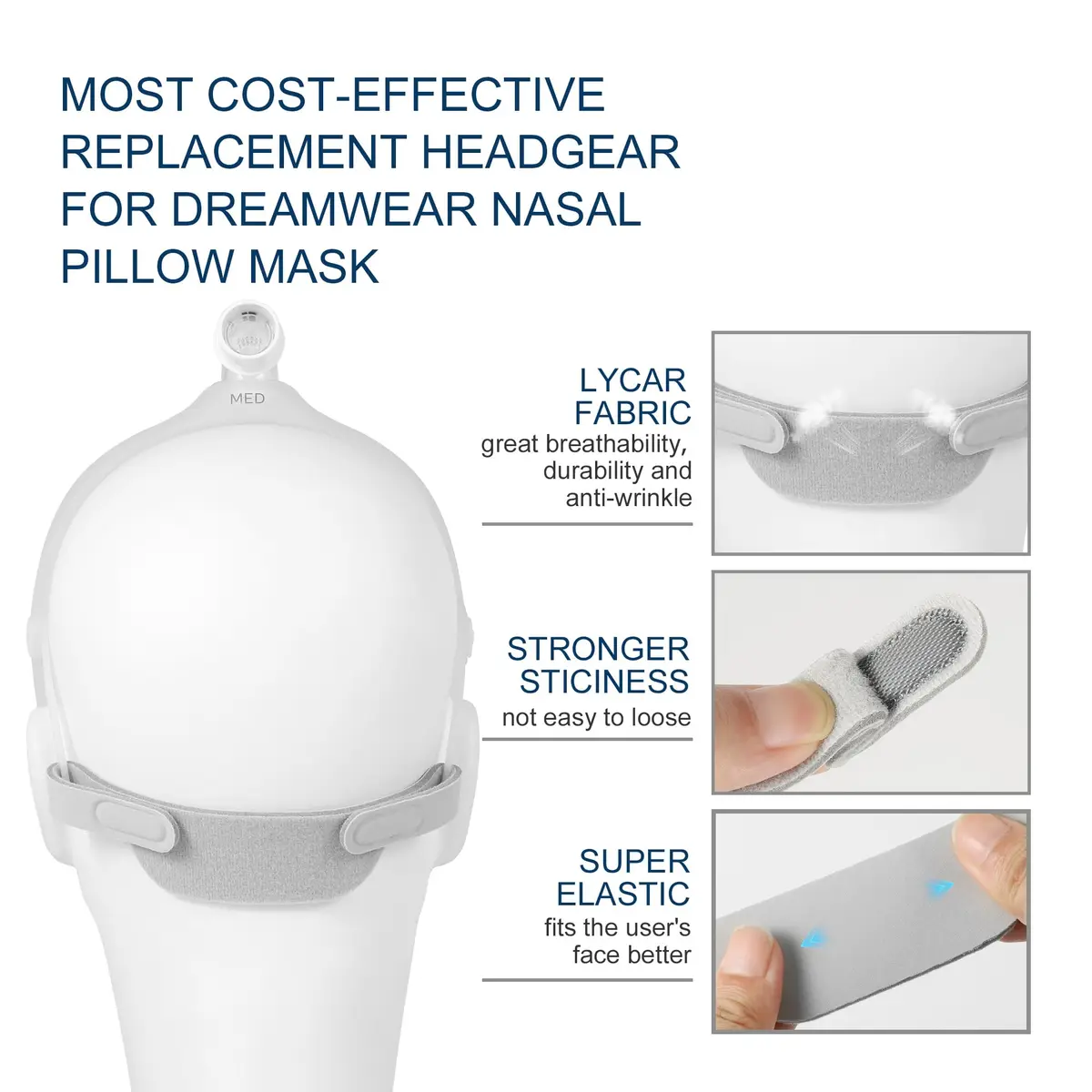 Hecatelly 2 Pack Replacement Headgear Strap for DreamWear Nasal Pillow Mask | Breathable & Adjustable Headband - view 3