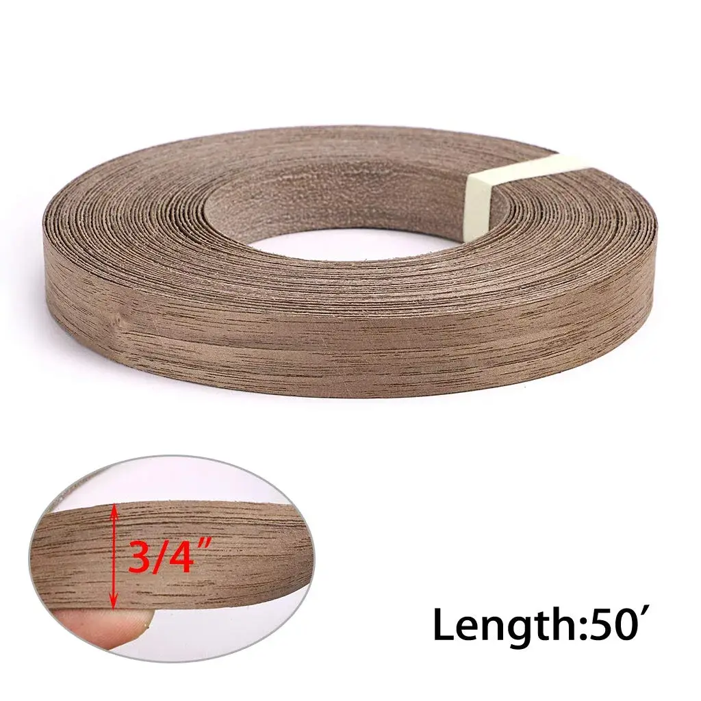 Skelang Walnut Wood Veneer Edge Banding 2 Rolls | 1.9cm x 15.24m (3/4" x 50') Preglued Iron-on Wood Tape - view 5