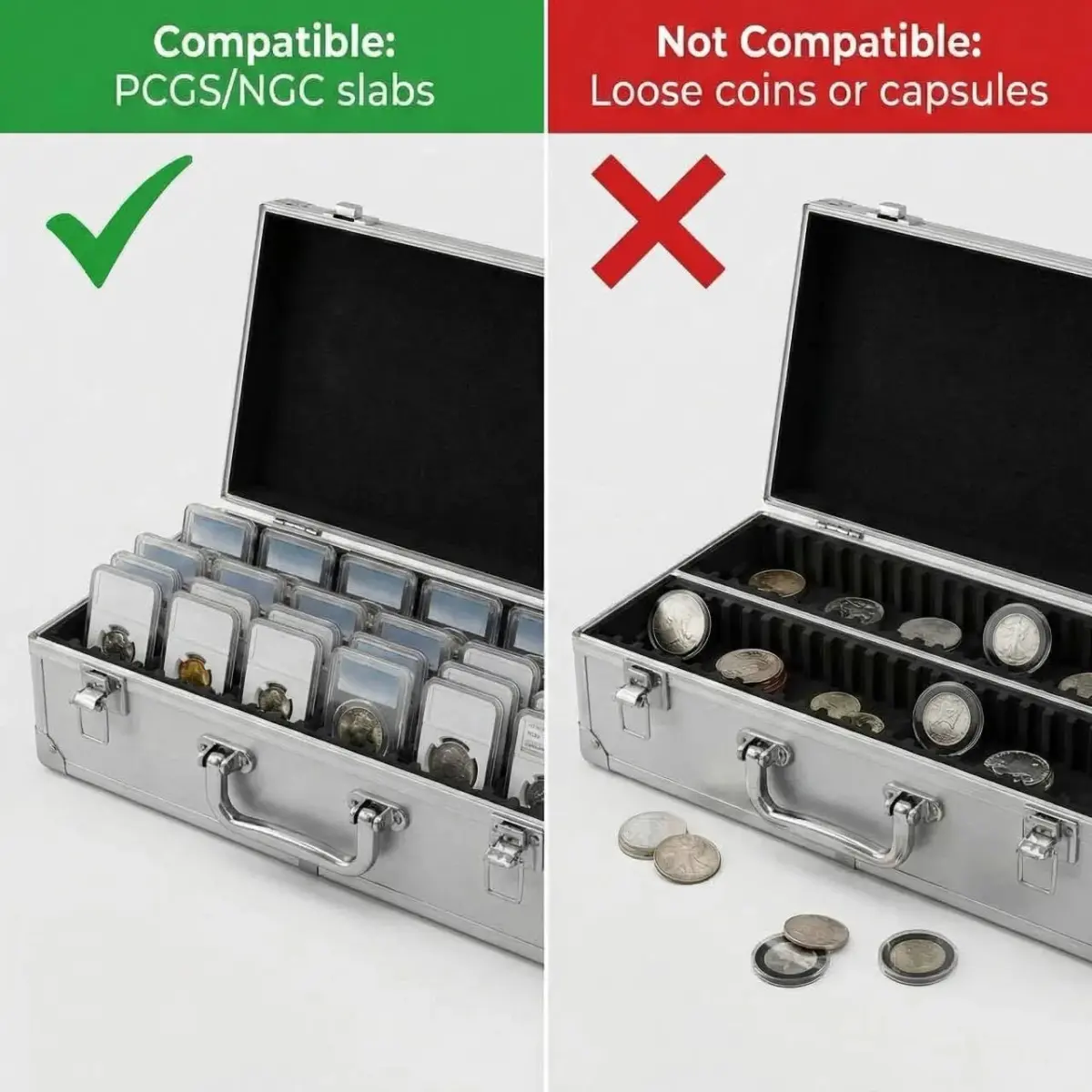 QWORK Aluminum Coin Case Holder with 50 Slots for PCGS/NGC Slabs, 3 Pack | Modern Style - view 3