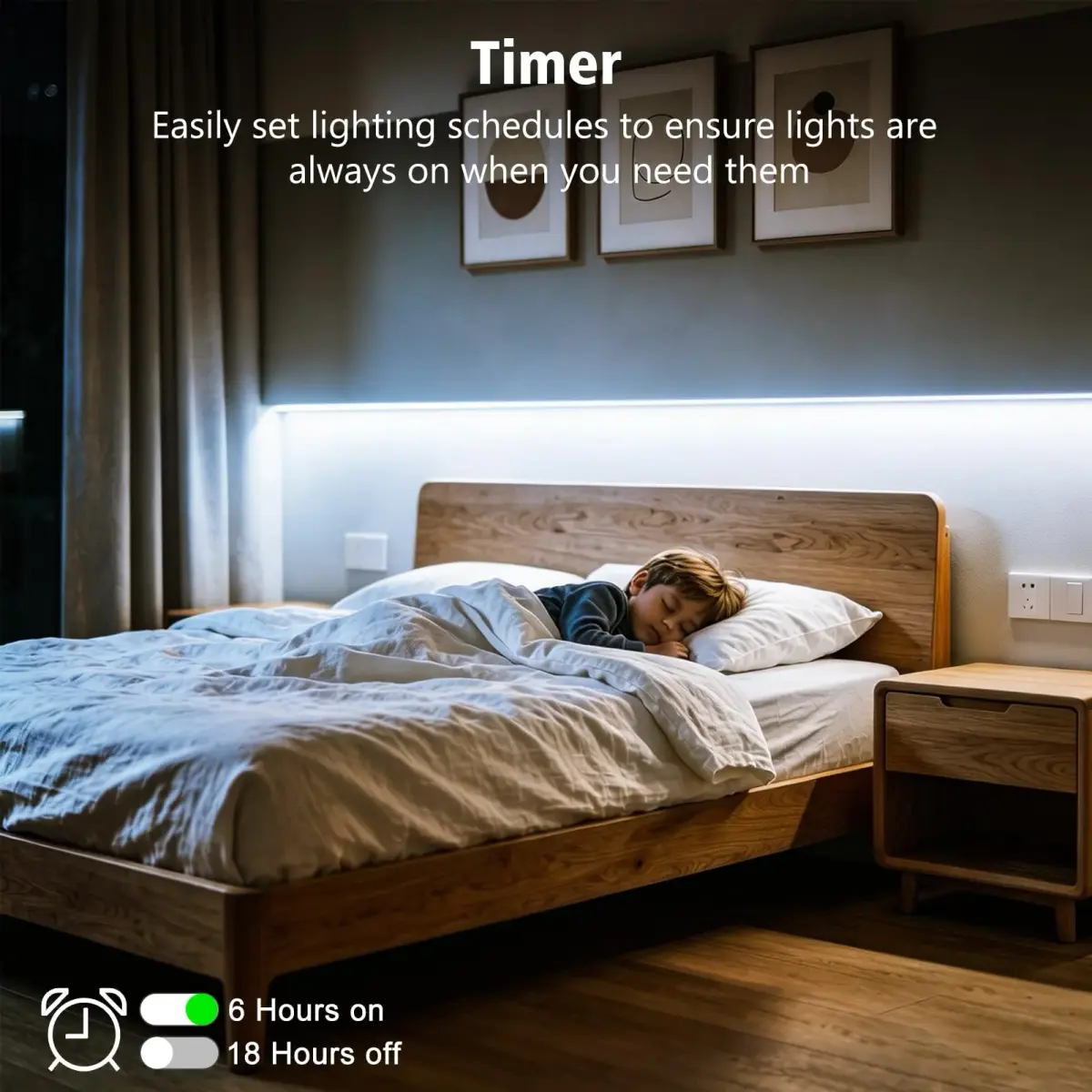 echosari Battery Operated LED Strip Lights White with Remote, 8 Modes, Dimmable, Timer, Self-Adhesive, Cuttable, 9.8ft (3m) 90LED (Pack of 3) | Ambient Lighting for Decor - view 3