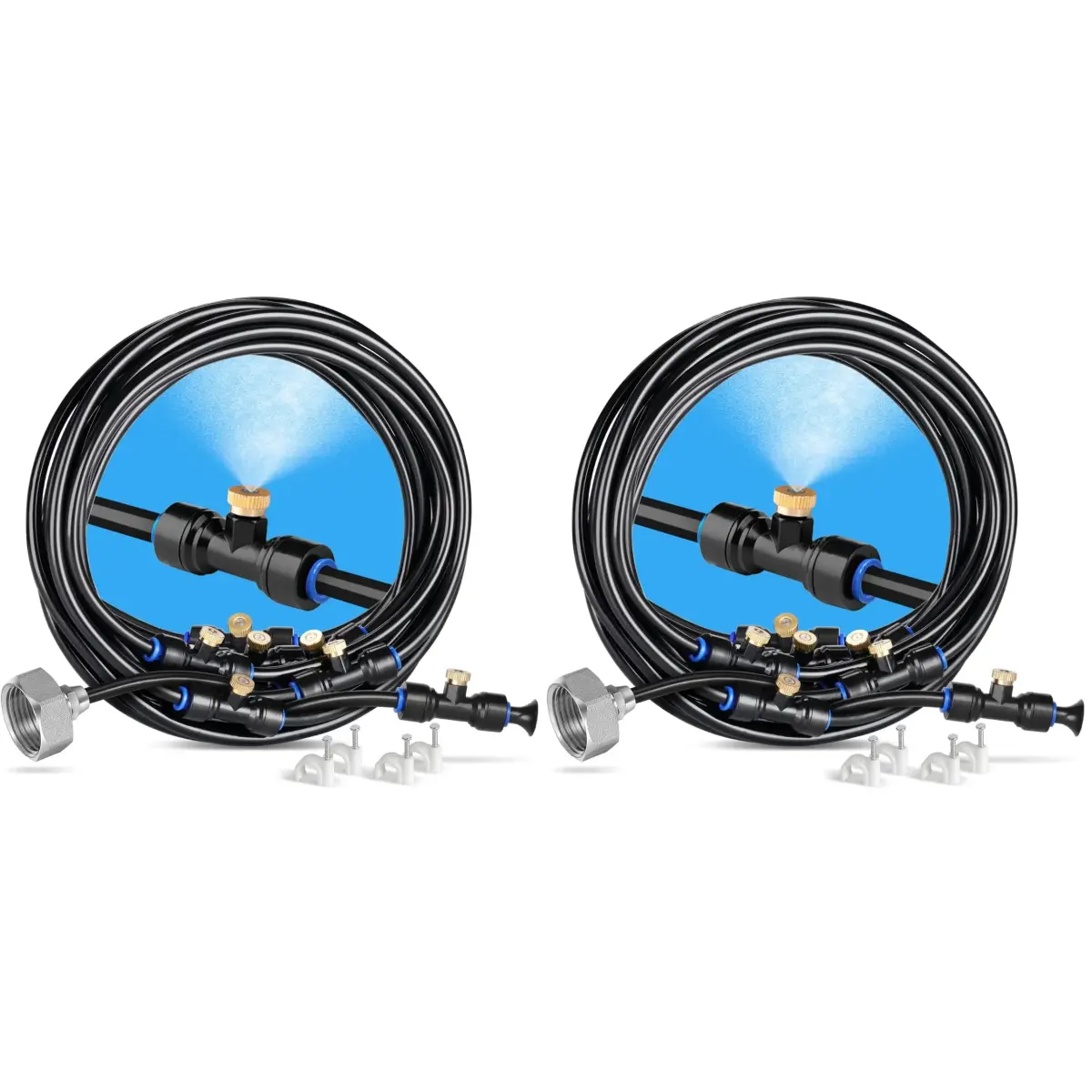 homenote Misting Cooling System 26FT (8M) | 7 Brass Mist Nozzles + 3/4" Adapter, Pack of 2 - main product image