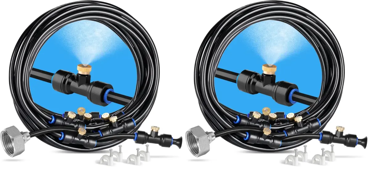 homenote Misting Cooling System 26FT (8M) | 7 Brass Mist Nozzles + 3/4" Adapter, Pack of 2 - main product image