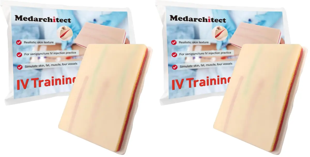 Medarchitect Venipuncture IV Injection Training Pad Model with 4 Veins & 3 Skin Layers | Practice Safe & Realistic - main product image