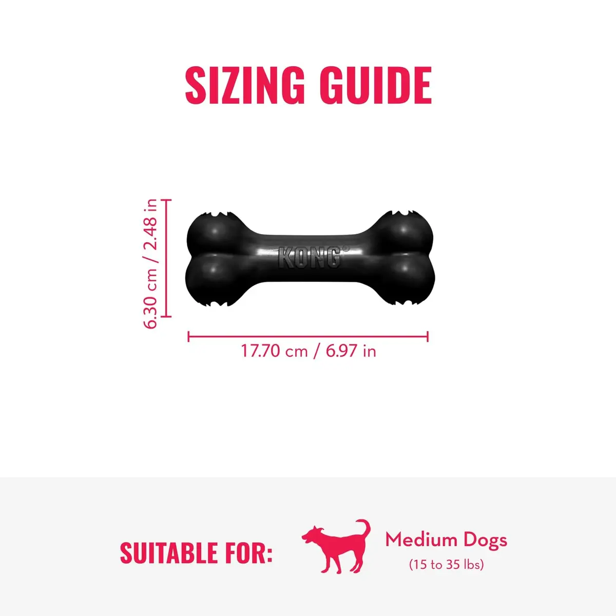 KONG Extreme Goodie Bone Most Durable Natural Rubber Dog Bone for Power Chewers - Black - Medium Dogs (Pack of 2) | Vet-Recommended for Aggressive Chewers - view 2