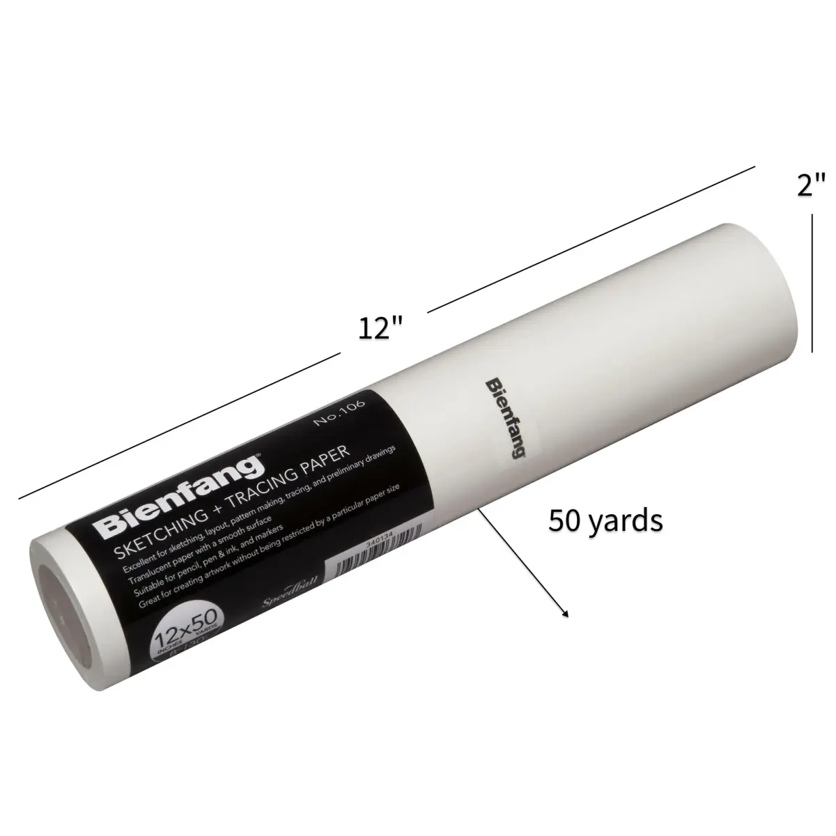 Bienfang White Tracing Paper Roll 29gsm | 30.48cm x 45.72m (12 Inches x 50 Yards) - Pack of 2 - view 3